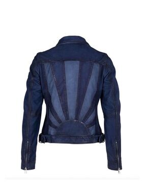 NEW MAURITIUS women's sunny rf leather jacket in blue NWOT